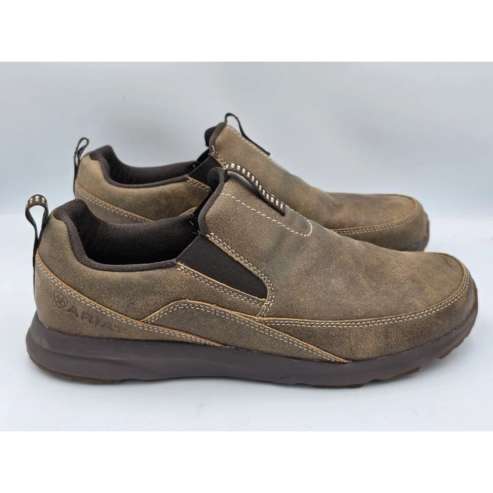 Ariat Men's Spitfire Leather Slip On Shoes Brushed Brown Leather Boot Size 12 EE